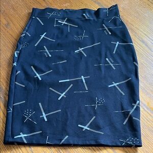 Black Patterned Urban Coco Black Women's Skirt with Abstract Gray Design Medium